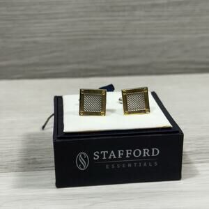 Stafford Men's Square Silver & Gold Cufflinks Metal No Stone
